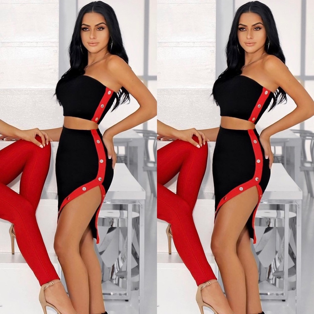 LAST ONE! Size: S Black & Red Bandage 2 Piece Set